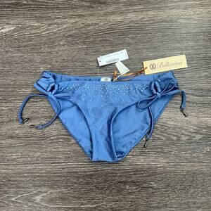 NWT Bellissima Blue Diamond Side-Tie Bikini Bottom W/ Swarovski Elements Size L